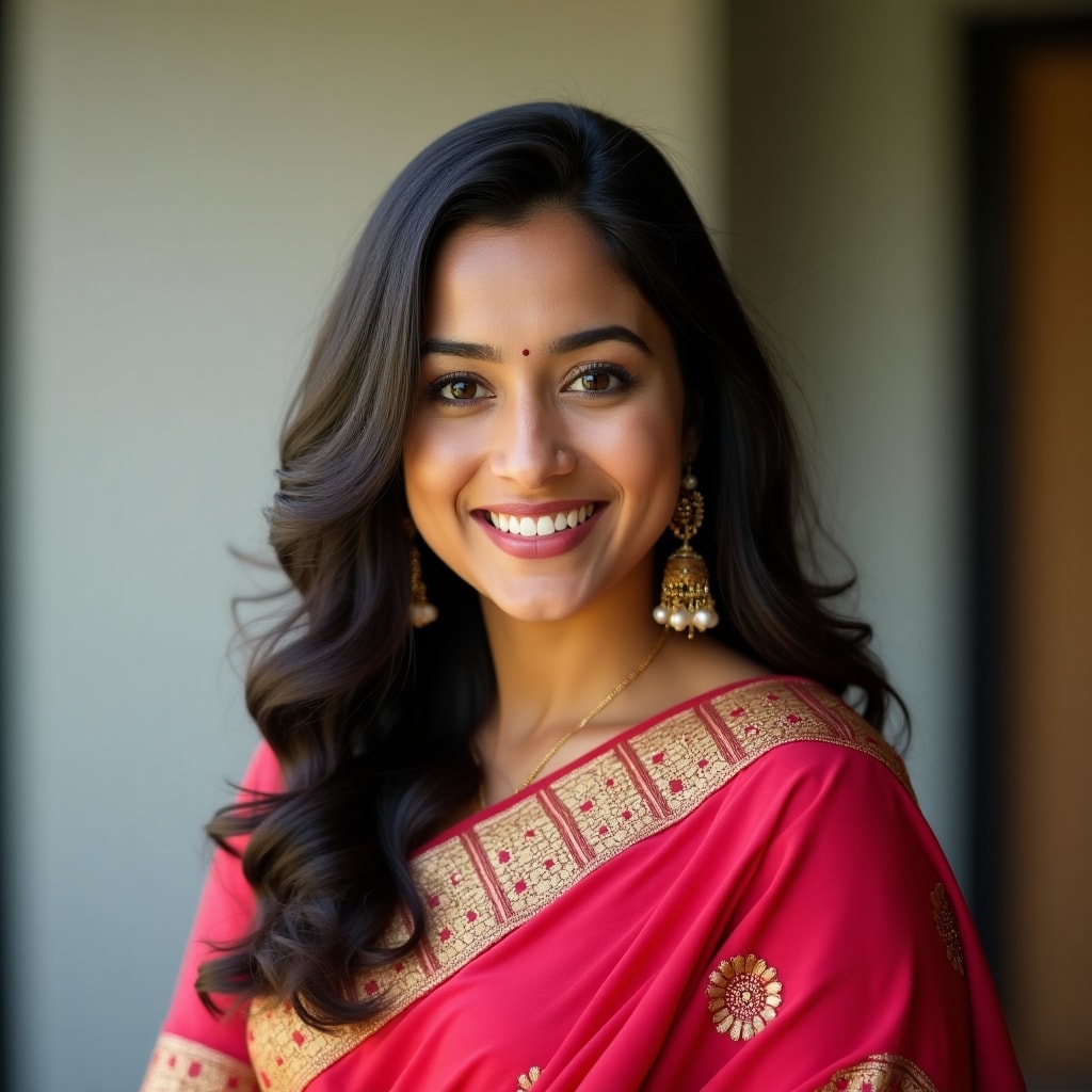 AI generated image for A professional portrait of Ananya Sharma, smiling 